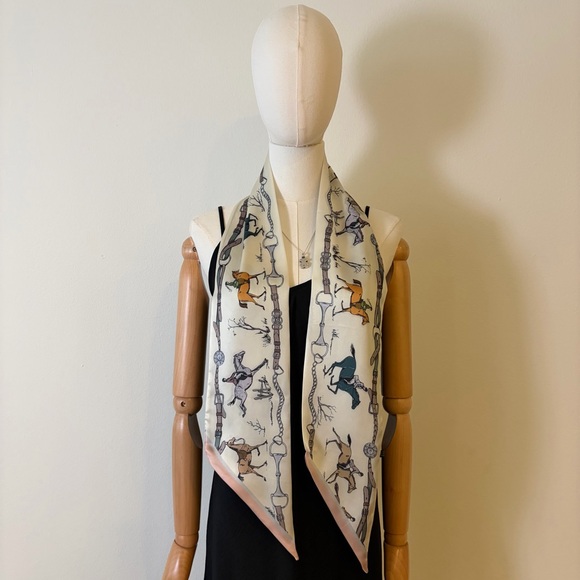 New Equestrian Horse Print Skinny Neck Scarf 50”x5” - Picture 8 of 11